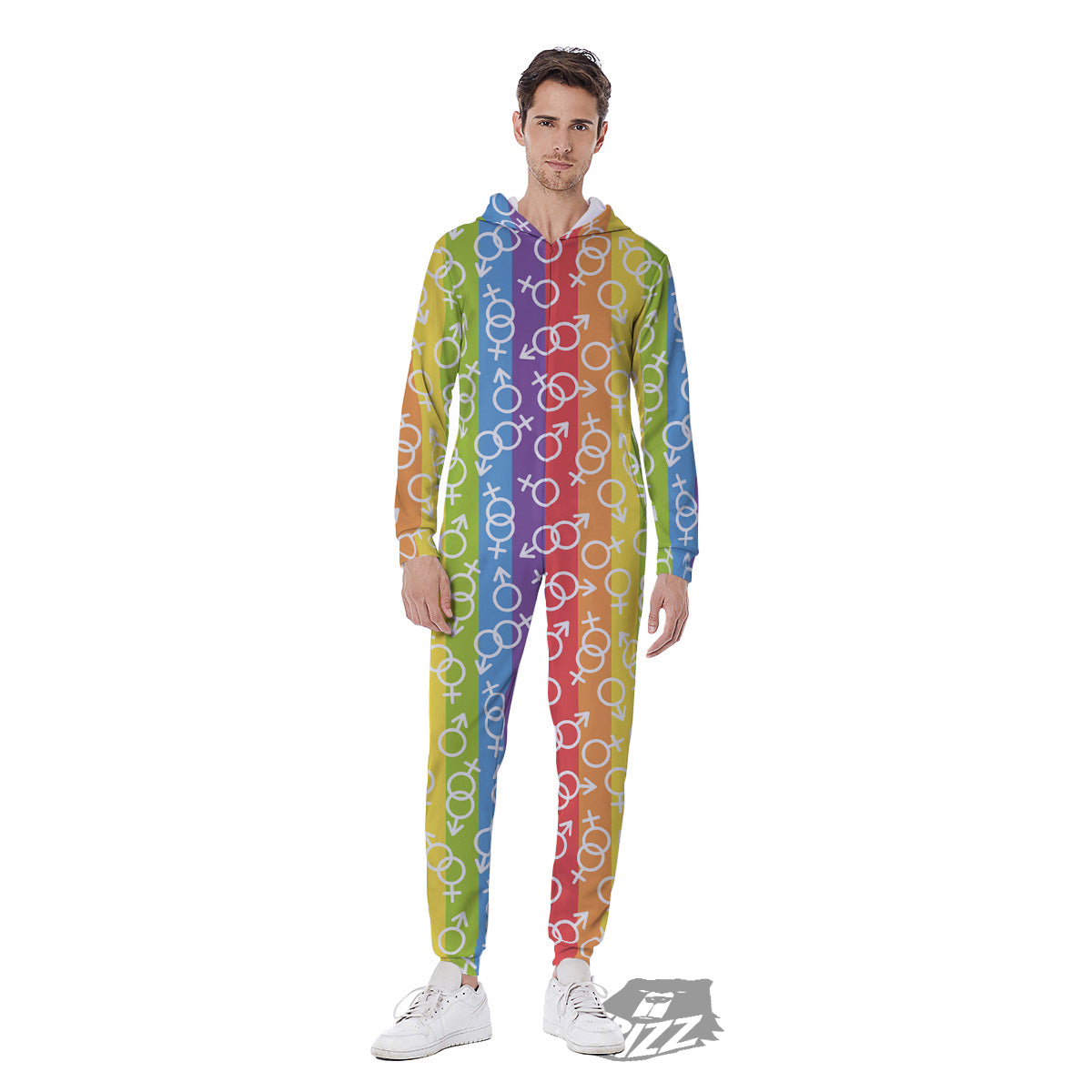 LGBT Symbols Rainbow Print Pattern Men's Jumpsuit-grizzshop