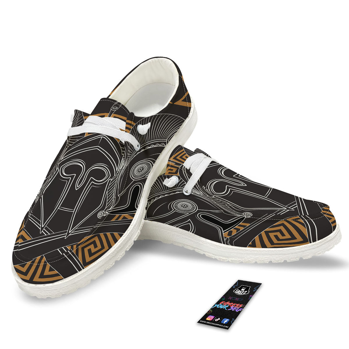 Labe Spartan Molon Print Black Loafers-grizzshop