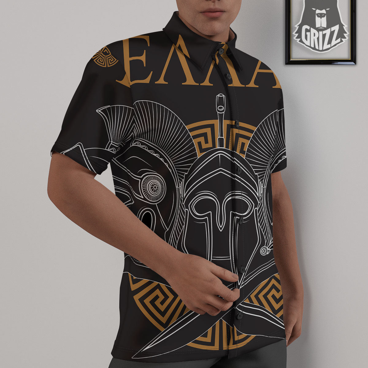 Labe Spartan Molon Print Untucked Shirts-grizzshop