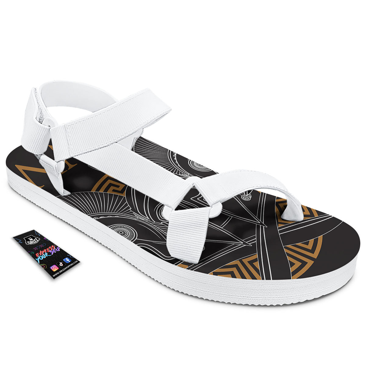 Labe Spartan Molon Print White Open Toe Sandals-grizzshop