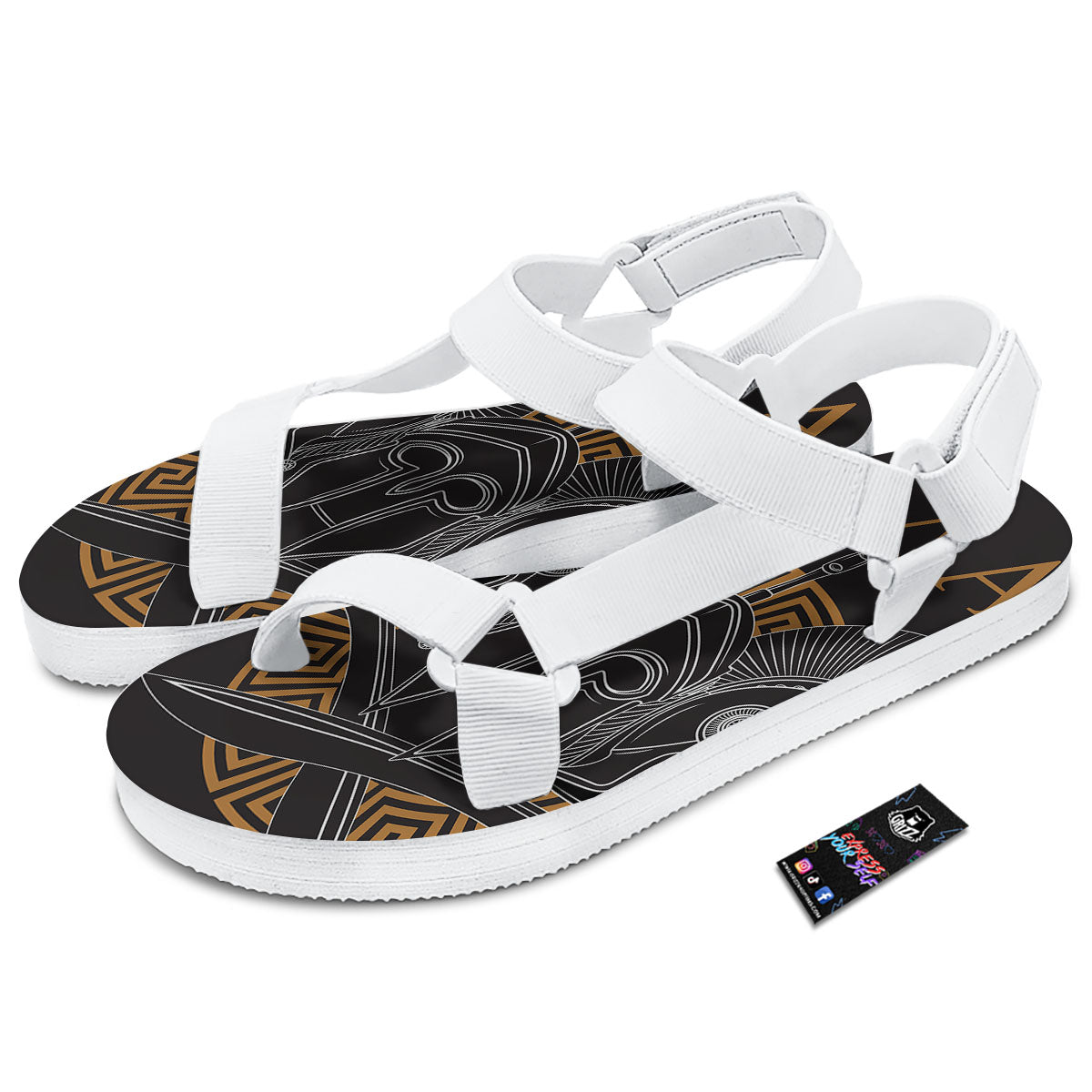 Labe Spartan Molon Print White Open Toe Sandals-grizzshop