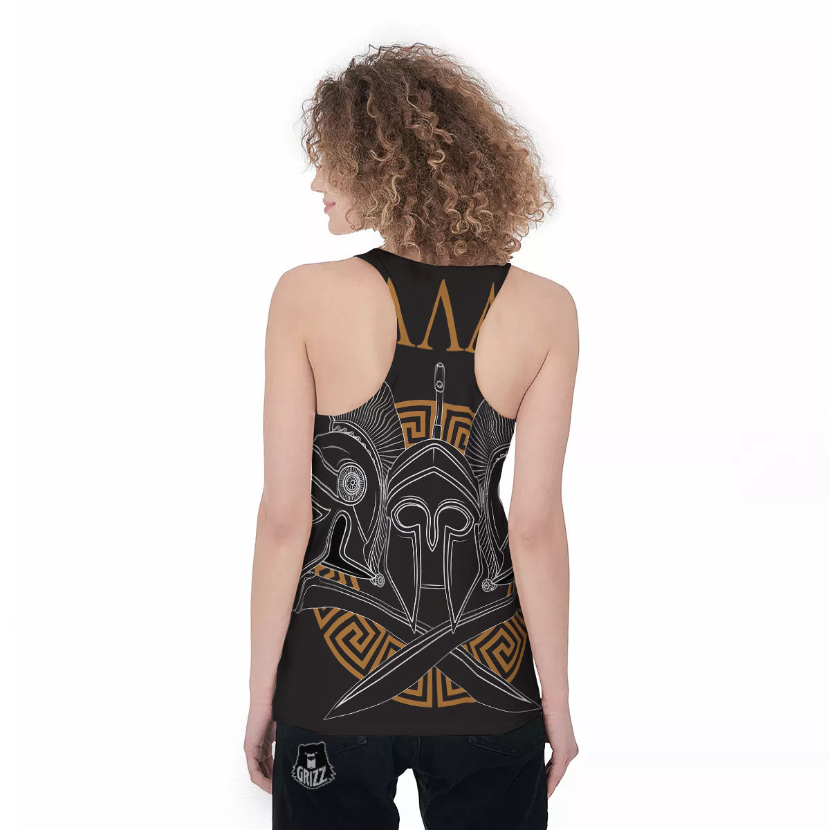 Labe Spartan Molon Print Women's Racerback Tank Top-grizzshop