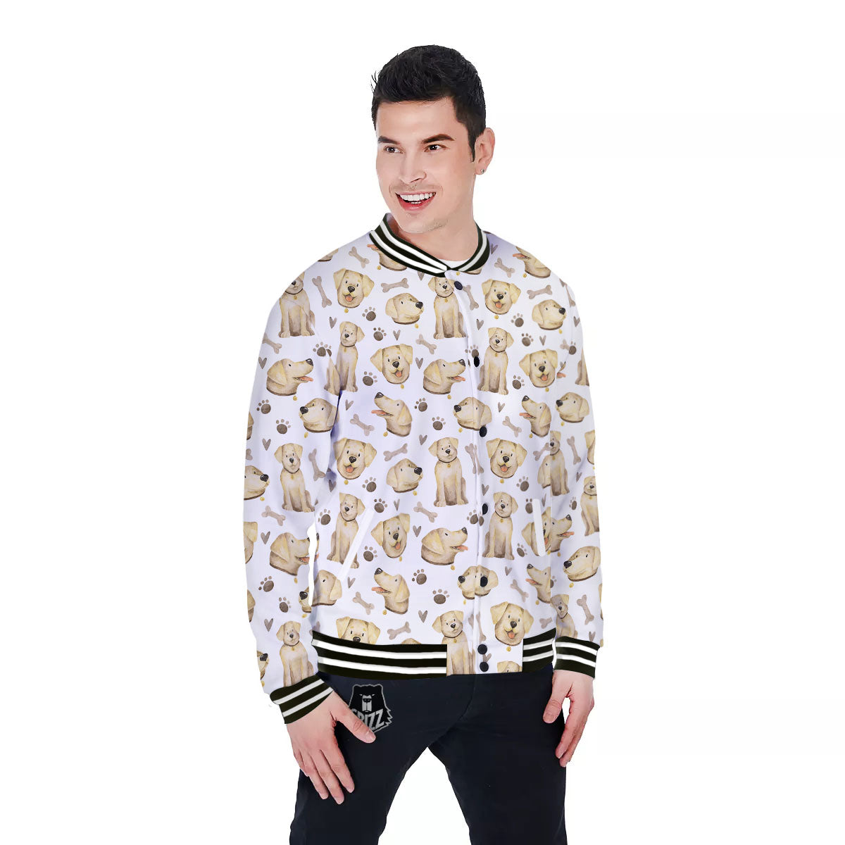 Labrador Retriever Happy Print Pattern Baseball Jacket-grizzshop