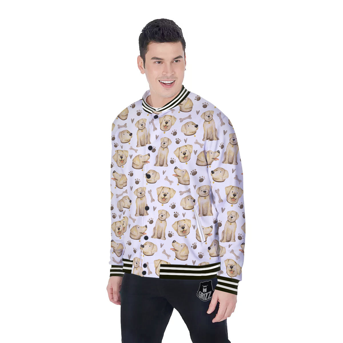 Labrador Retriever Happy Print Pattern Baseball Jacket-grizzshop