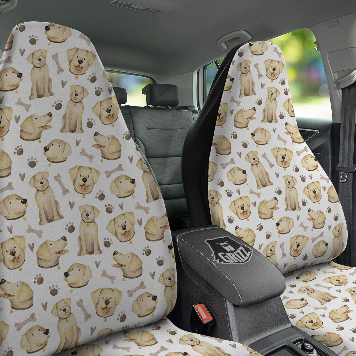 Labrador Retriever Happy Print Pattern Car Seat Covers-grizzshop