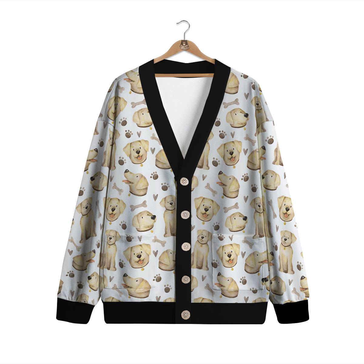 Labrador Retriever Happy Print Pattern Cardigan-grizzshop