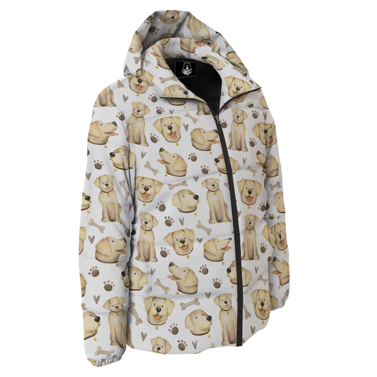 Labrador Retriever Happy Print Pattern Down Jacket-grizzshop