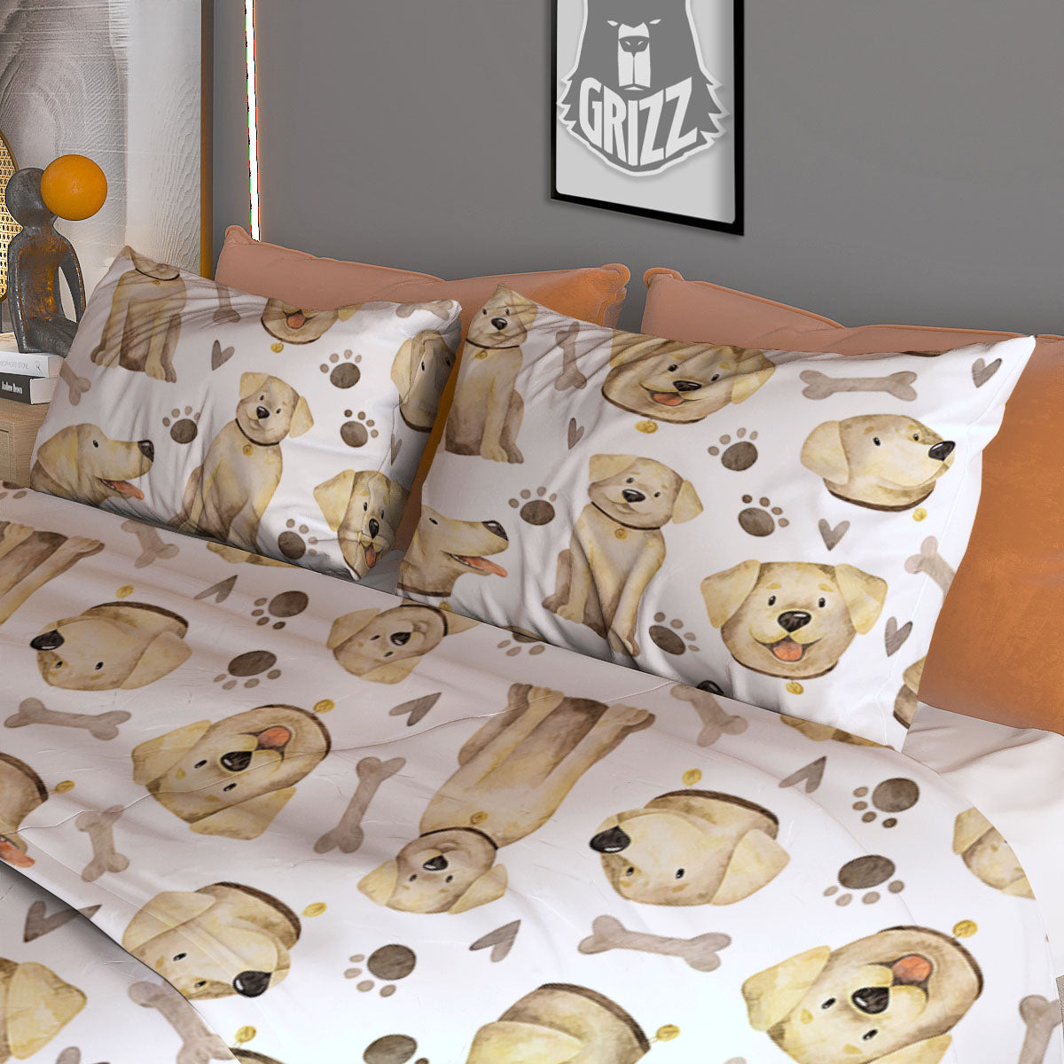 Labrador Retriever Happy Print Pattern Duvet Cover Bedding Set