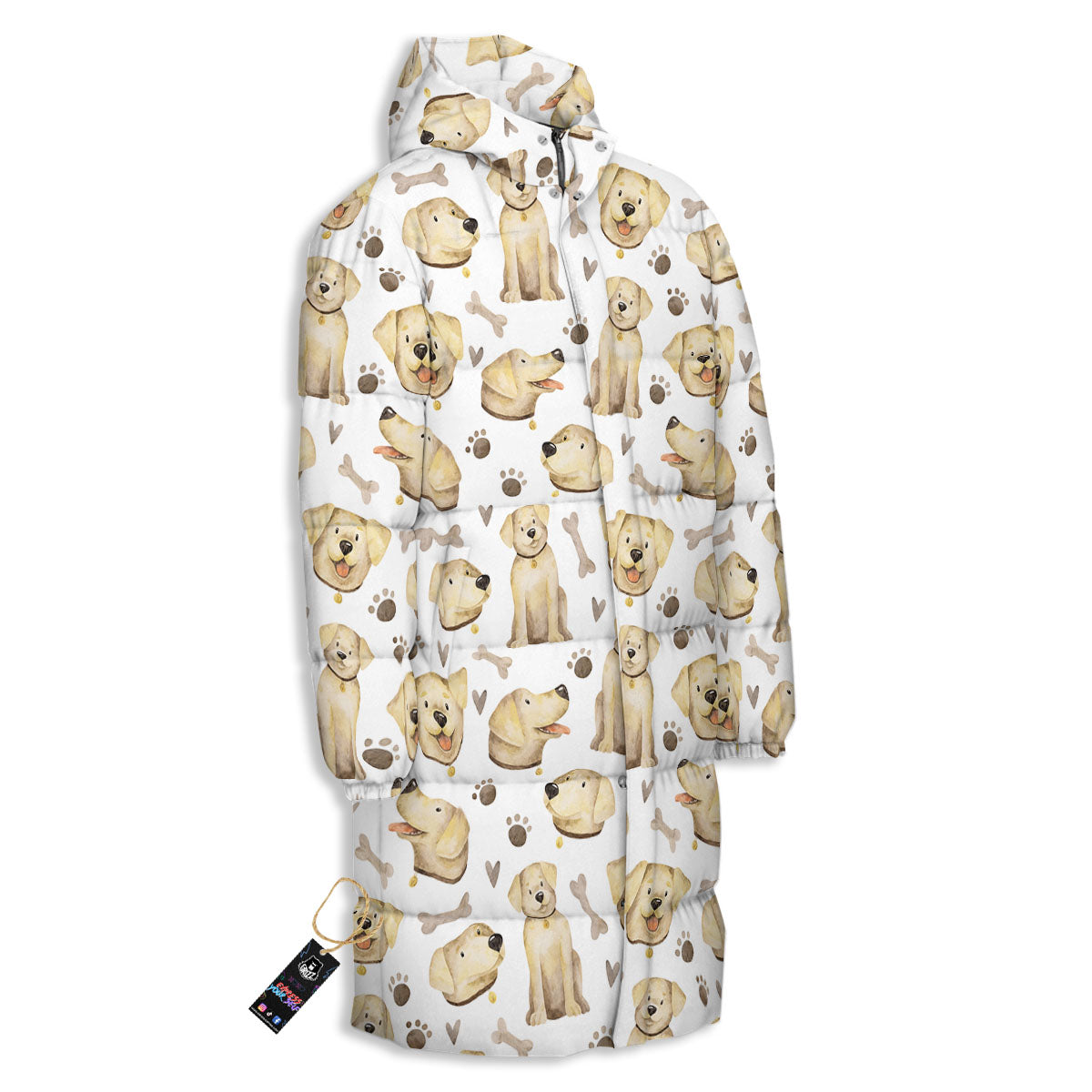 Labrador Retriever Happy Print Pattern Long Down Jacket-grizzshop