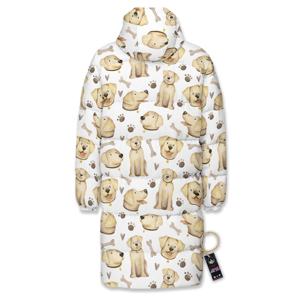 Labrador Retriever Happy Print Pattern Long Down Jacket-grizzshop