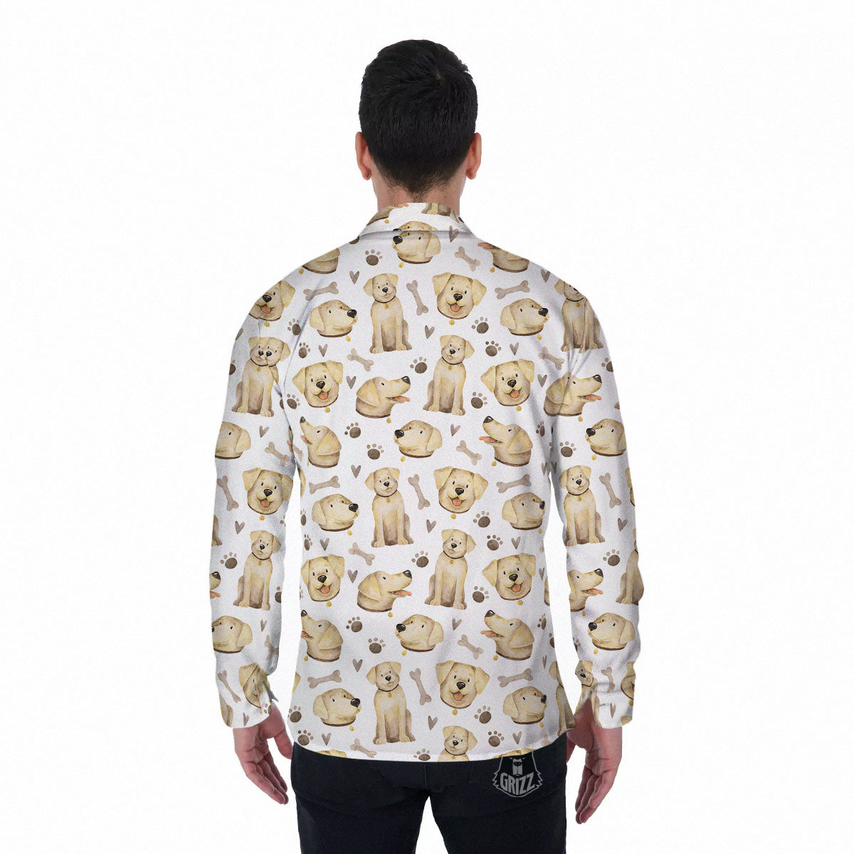 Labrador Retriever Happy Print Pattern Men's Long Sleeve Shirts-grizzshop