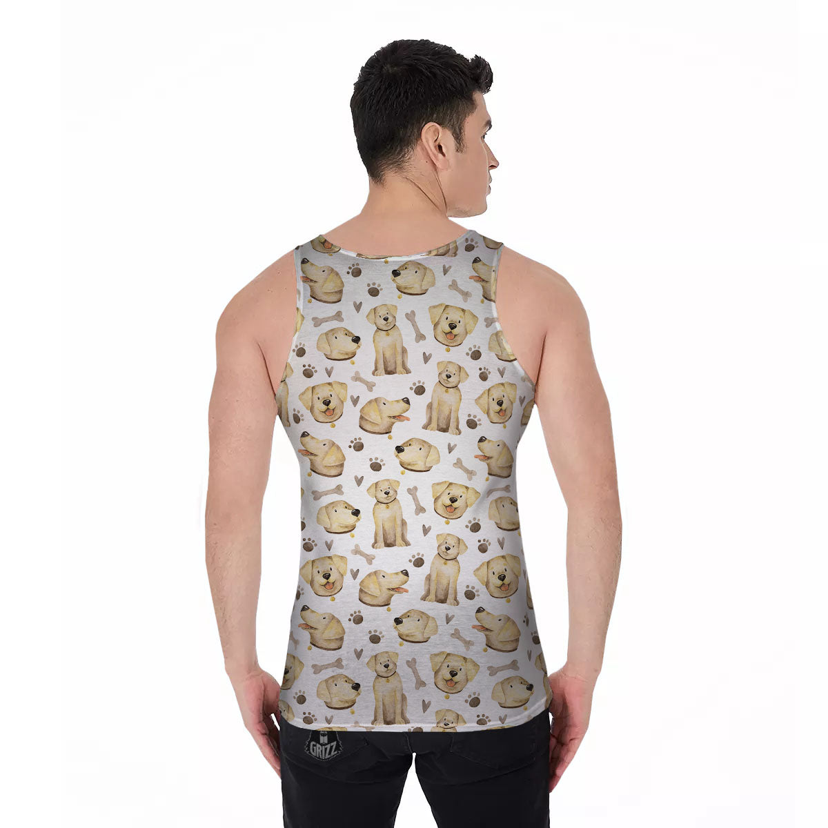 Labrador Retriever Happy Print Pattern Men's Tank Top-grizzshop
