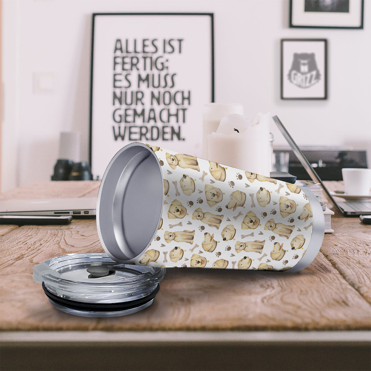 Labrador Retriever Happy Print Pattern Tumbler-grizzshop