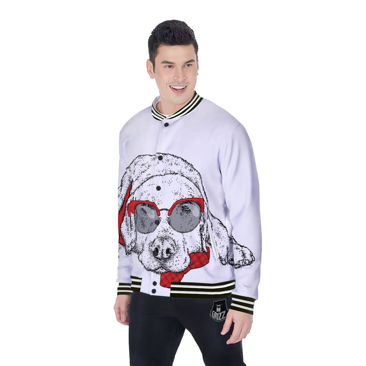 Labrador Retriever Hipster Print Baseball Jacket-grizzshop