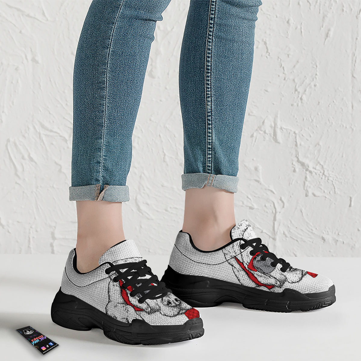 Labrador Retriever Hipster Print Black Chunky Shoes-grizzshop