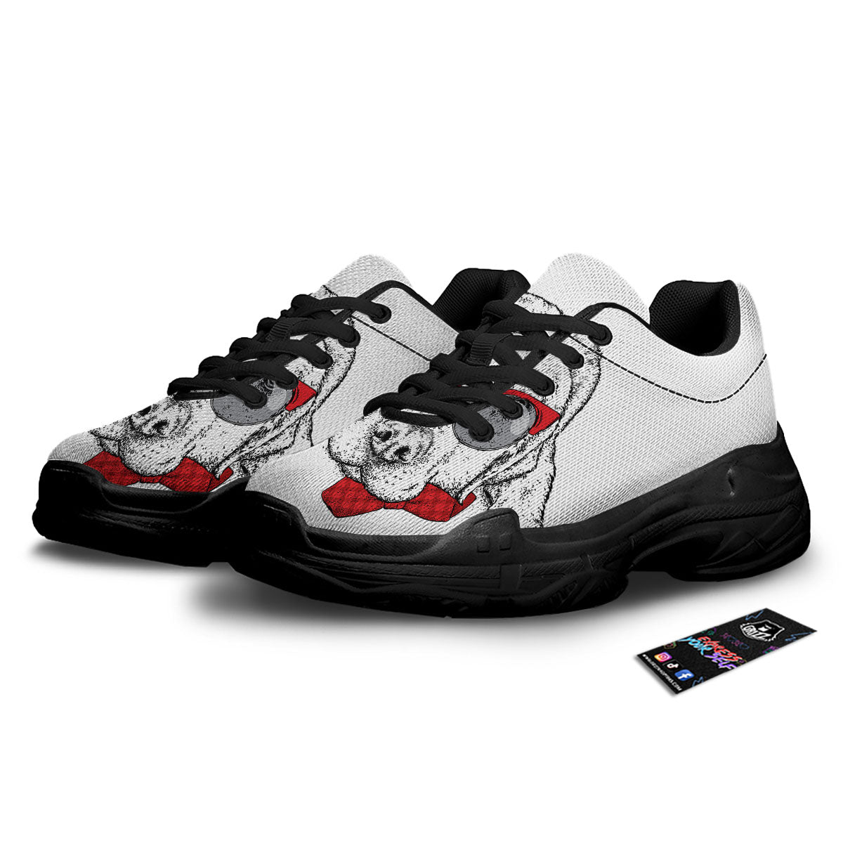 Labrador Retriever Hipster Print Black Chunky Shoes-grizzshop