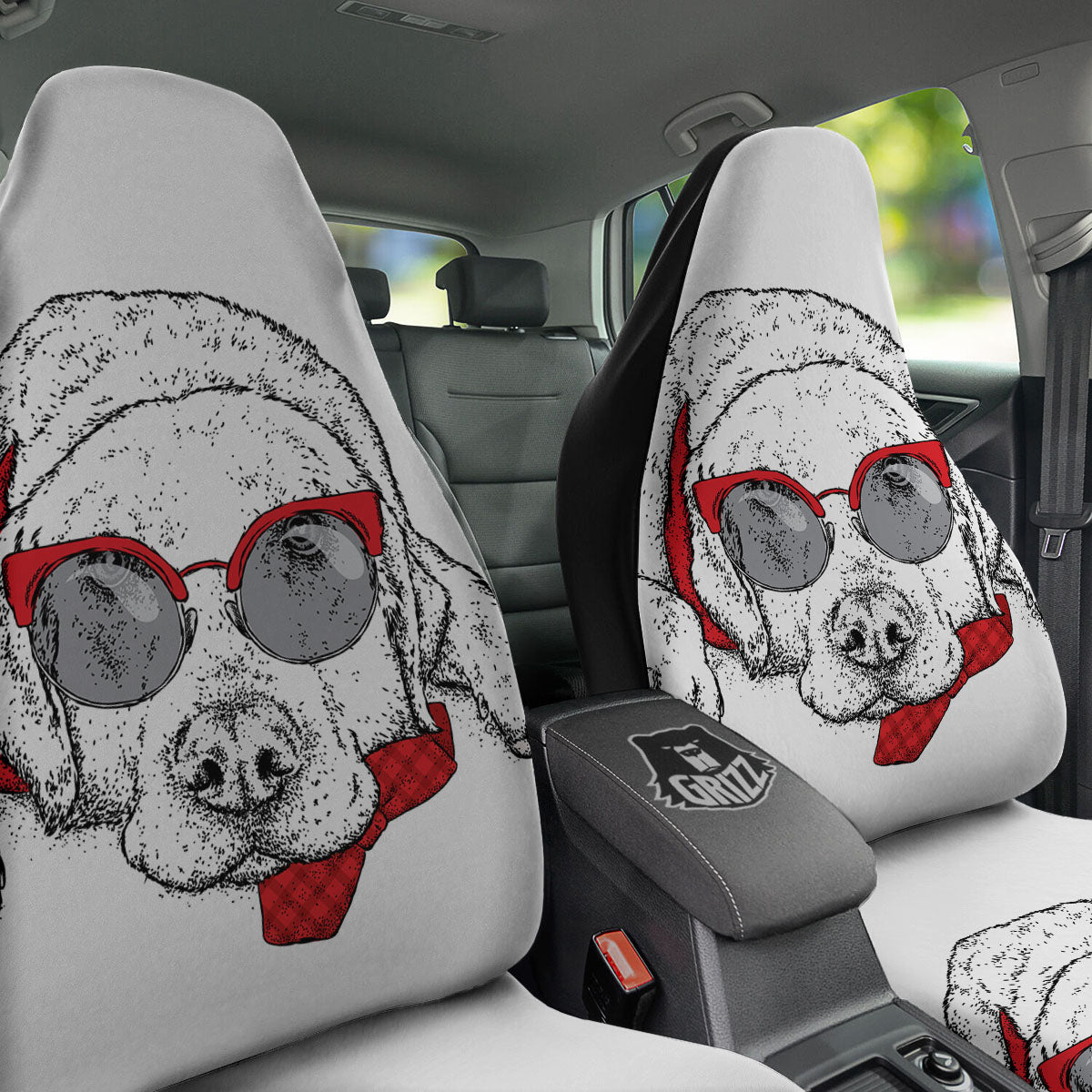Labrador Retriever Hipster Print Car Seat Covers-grizzshop