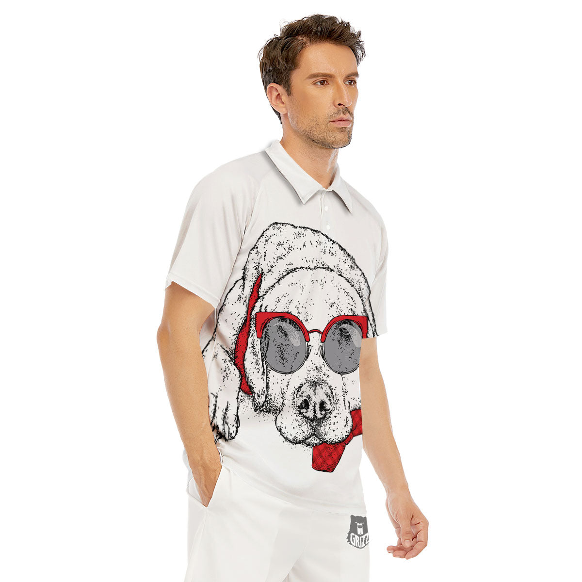 Labrador Retriever Hipster Print Men's Golf Shirts-grizzshop