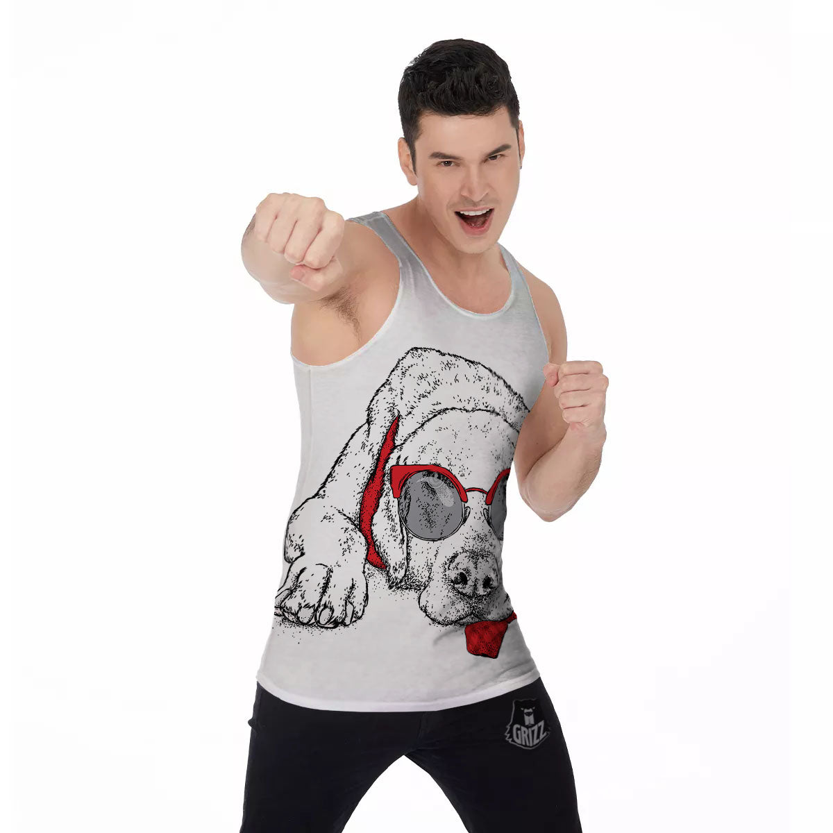 Labrador Retriever Hipster Print Men's Tank Top-grizzshop