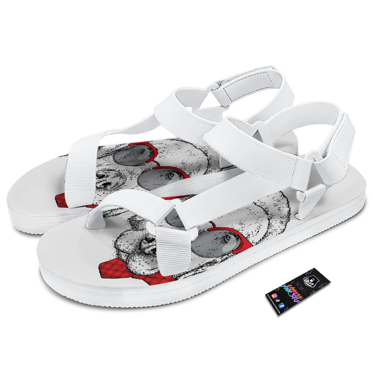 Labrador Retriever Hipster Print White Open Toe Sandals-grizzshop