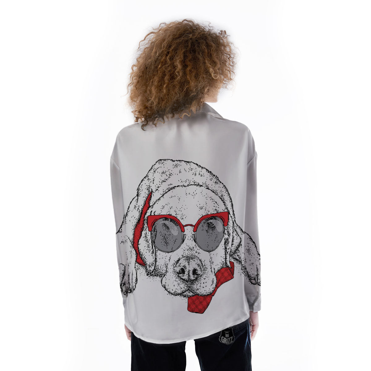 Labrador Retriever Hipster Print Women's Long Sleeve Shirts-grizzshop