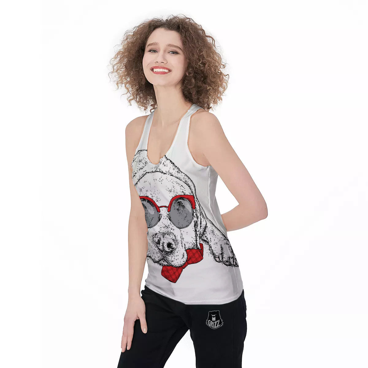 Labrador Retriever Hipster Print Women's Racerback Tank Top-grizzshop
