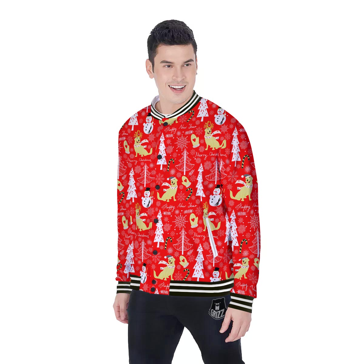 Labrador Retriever Snowman Print Pattern Baseball Jacket-grizzshop