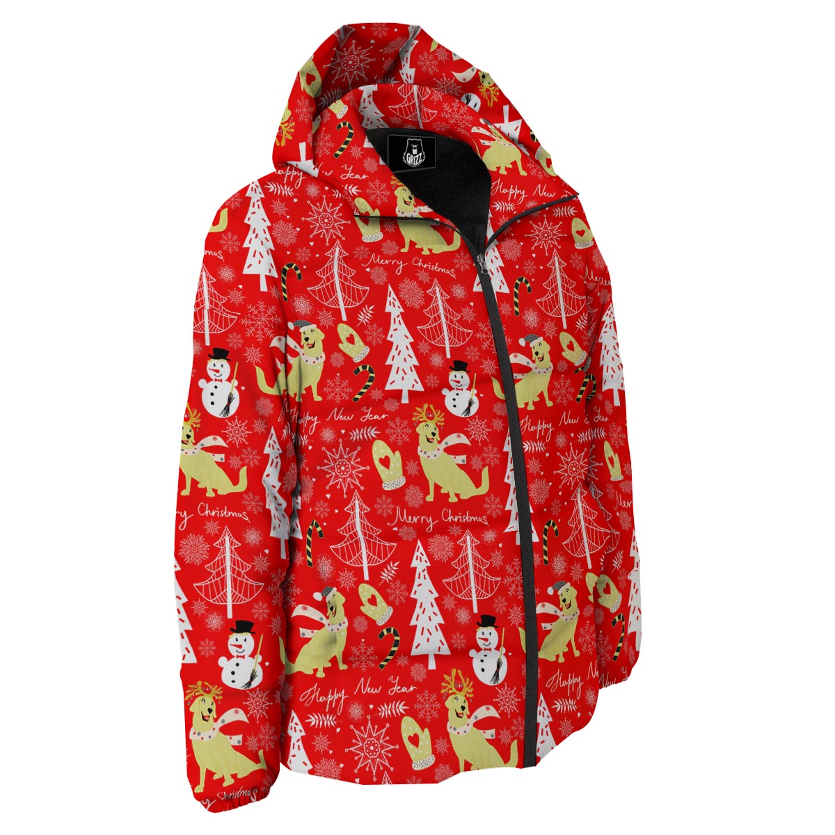 Labrador Retriever Snowman Print Pattern Down Jacket-grizzshop