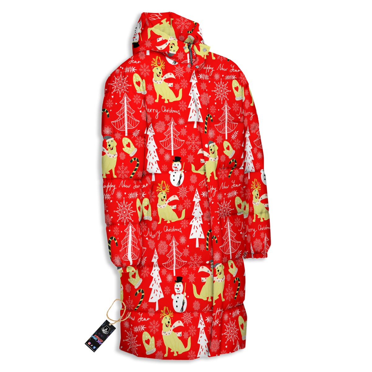 Labrador Retriever Snowman Print Pattern Long Down Jacket-grizzshop