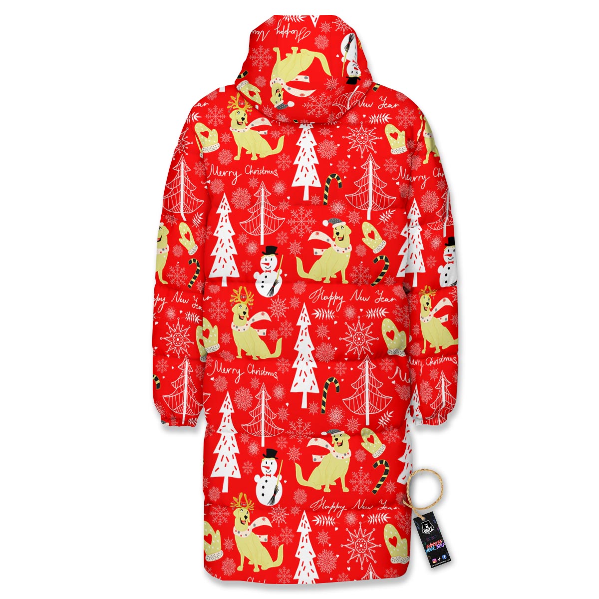 Labrador Retriever Snowman Print Pattern Long Down Jacket-grizzshop