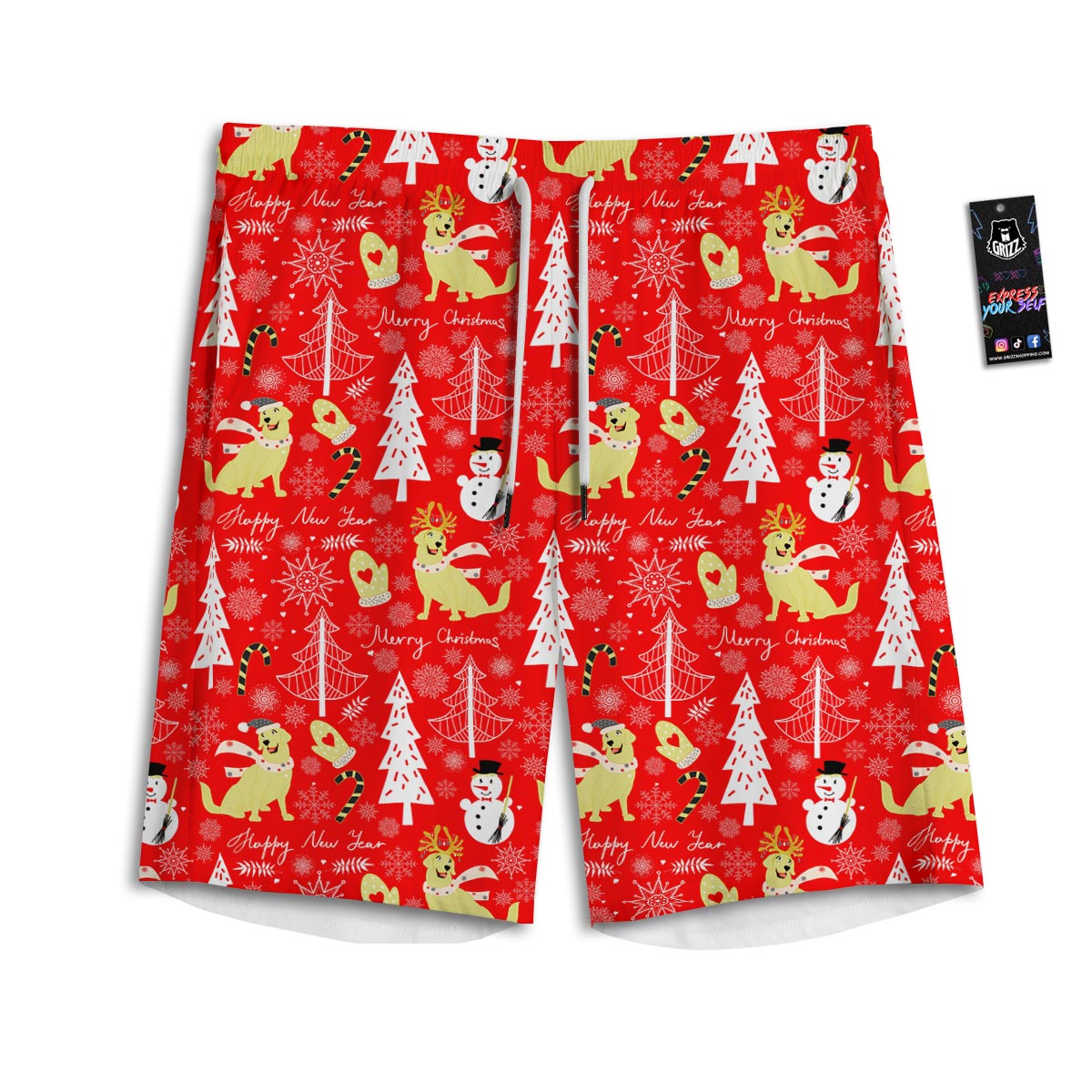 Labrador Retriever Snowman Print Pattern Men's Athletic Shorts