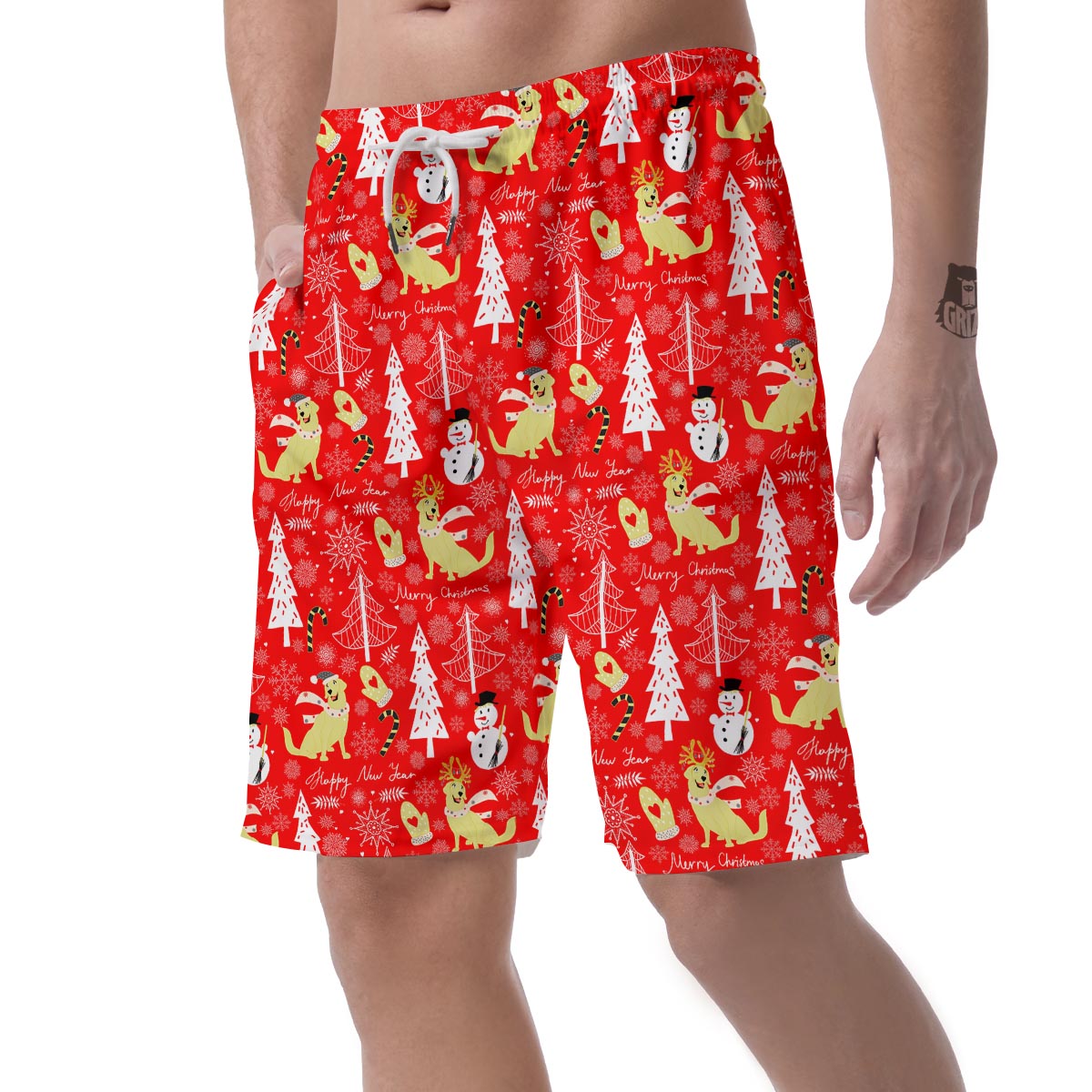 Labrador Retriever Snowman Print Pattern Men's Shorts-grizzshop