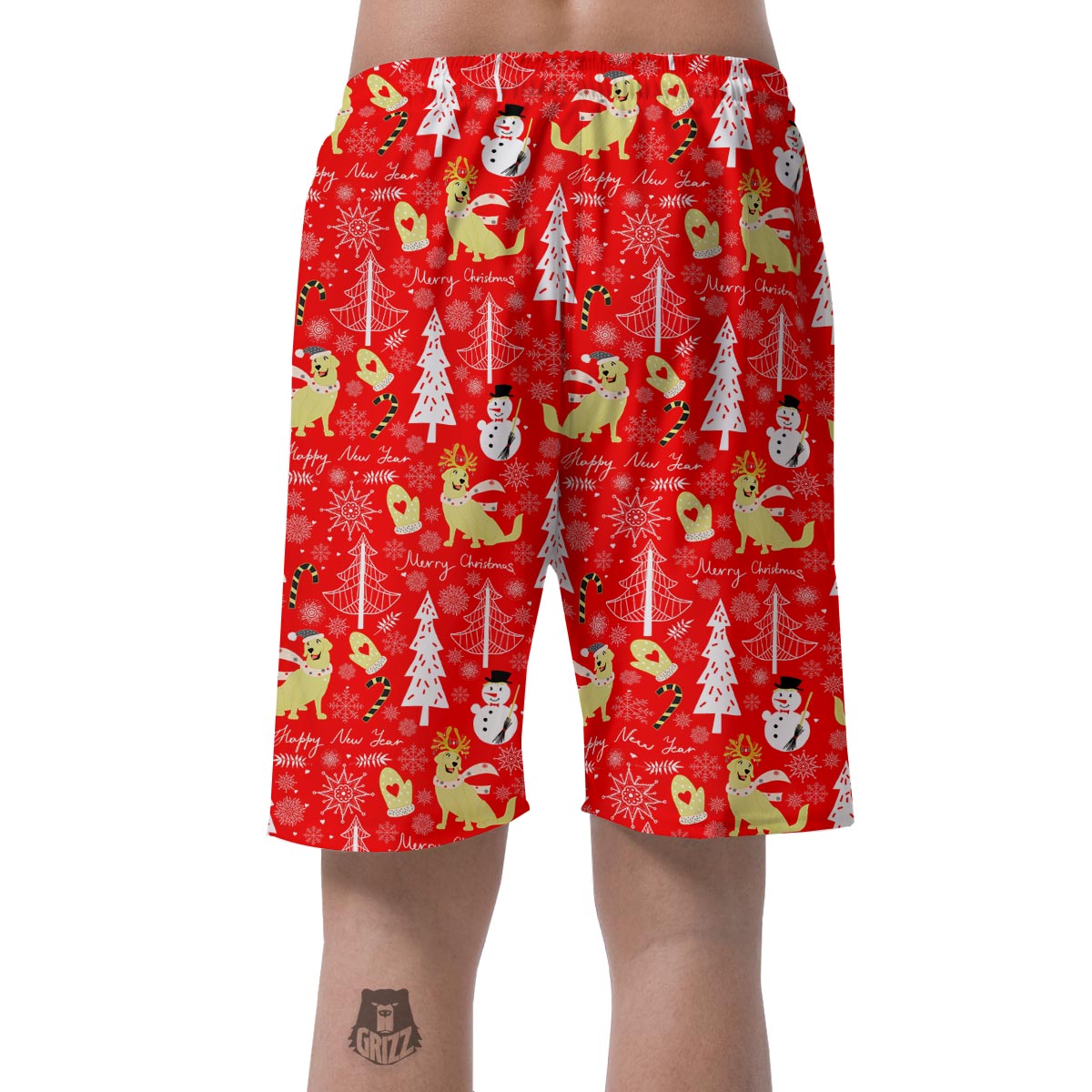 Labrador Retriever Snowman Print Pattern Men's Shorts-grizzshop