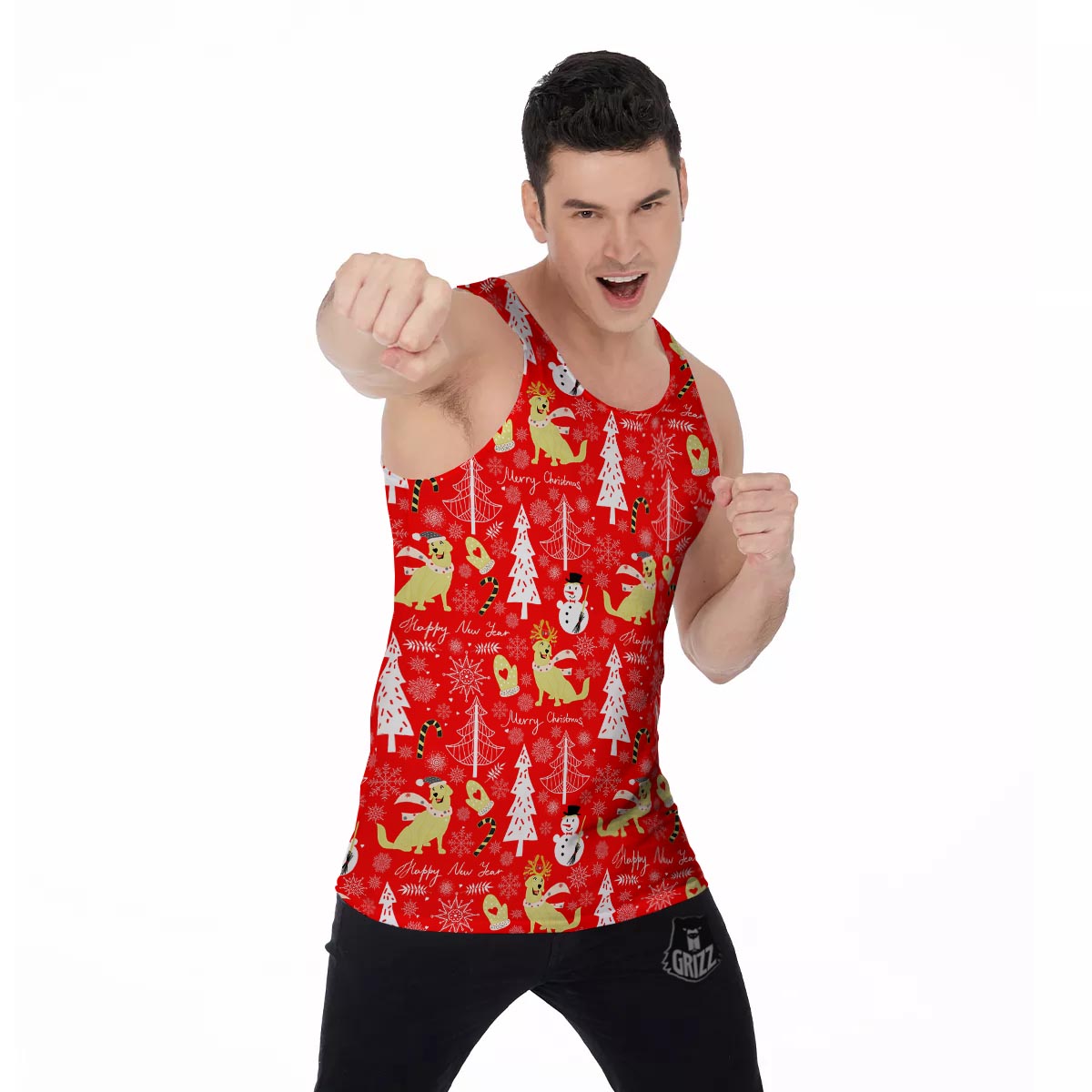 Labrador Retriever Snowman Print Pattern Men's Tank Top-grizzshop