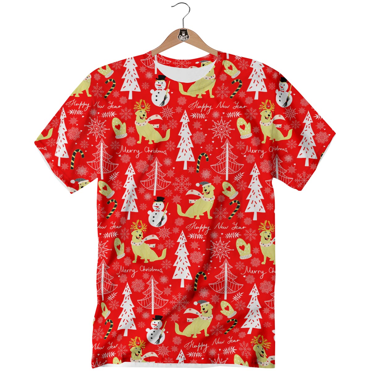 Labrador Retriever Snowman Print Pattern T-Shirt-grizzshop