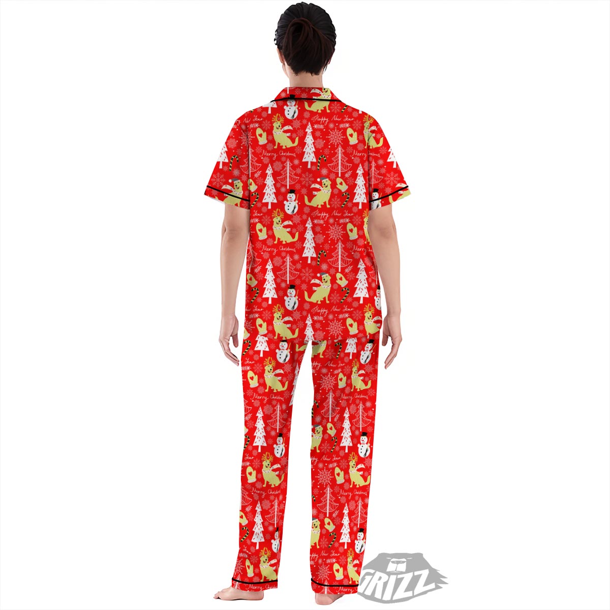 Labrador Retriever Snowman Print Pattern Women's Pajamas Set-grizzshop
