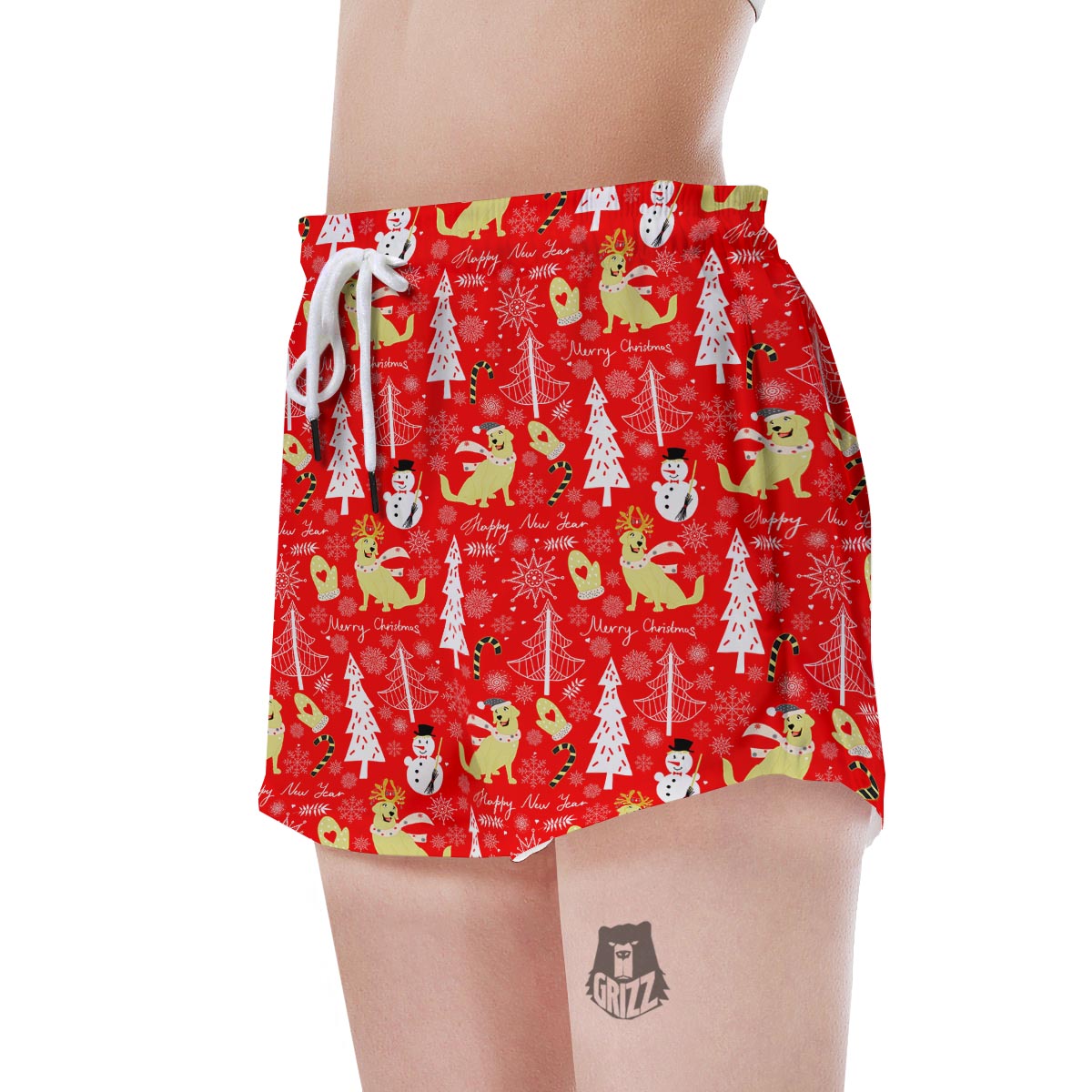 Labrador Retriever Snowman Print Pattern Women's Shorts-grizzshop