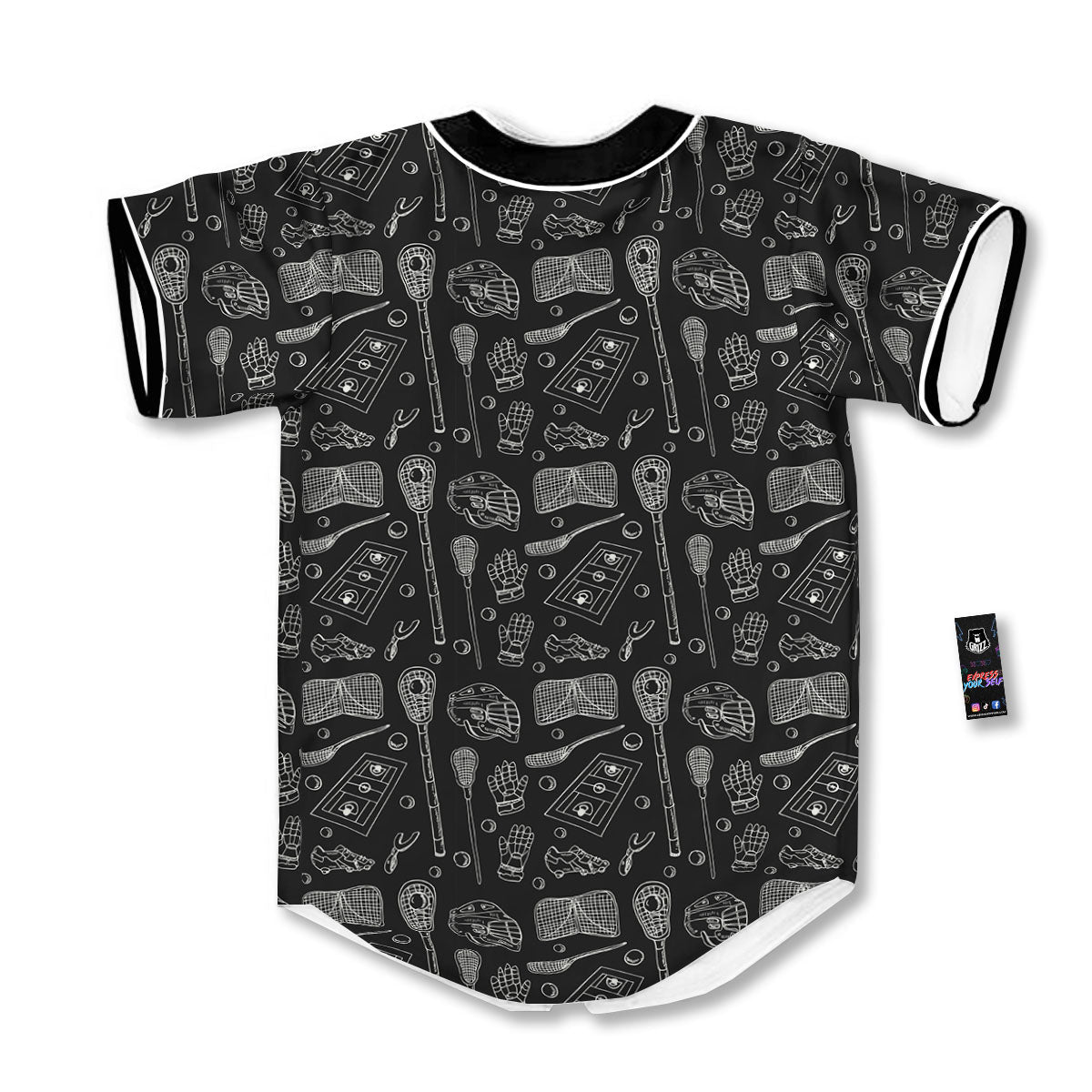 Lacrosse Doodle Print Pattern Baseball Jersey-grizzshop