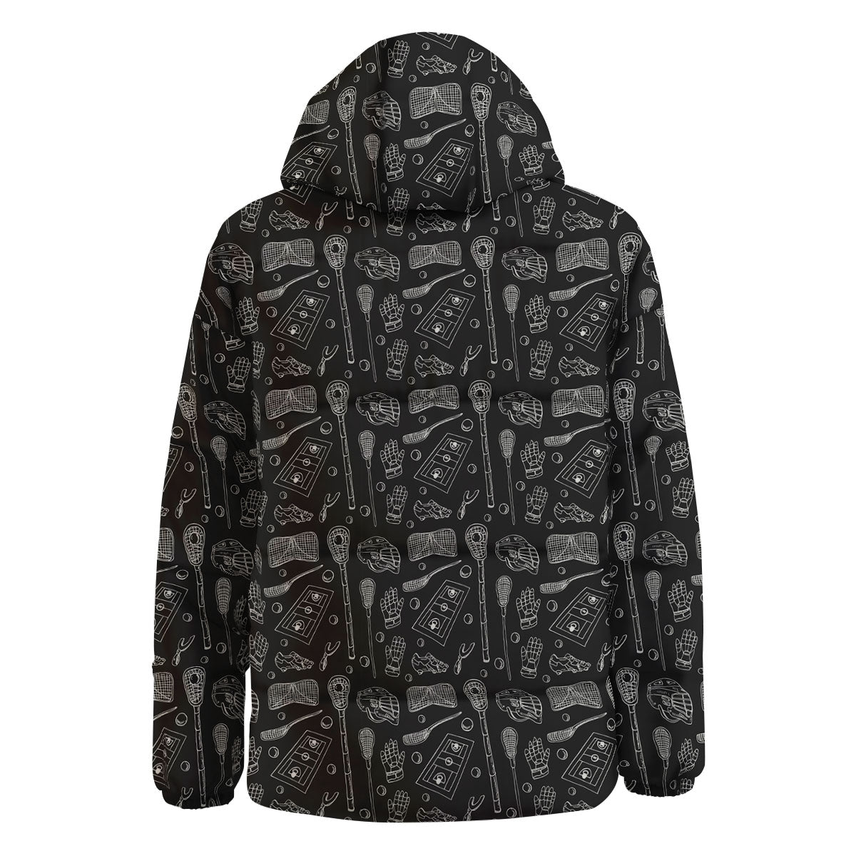 Lacrosse Doodle Print Pattern Down Jacket-grizzshop