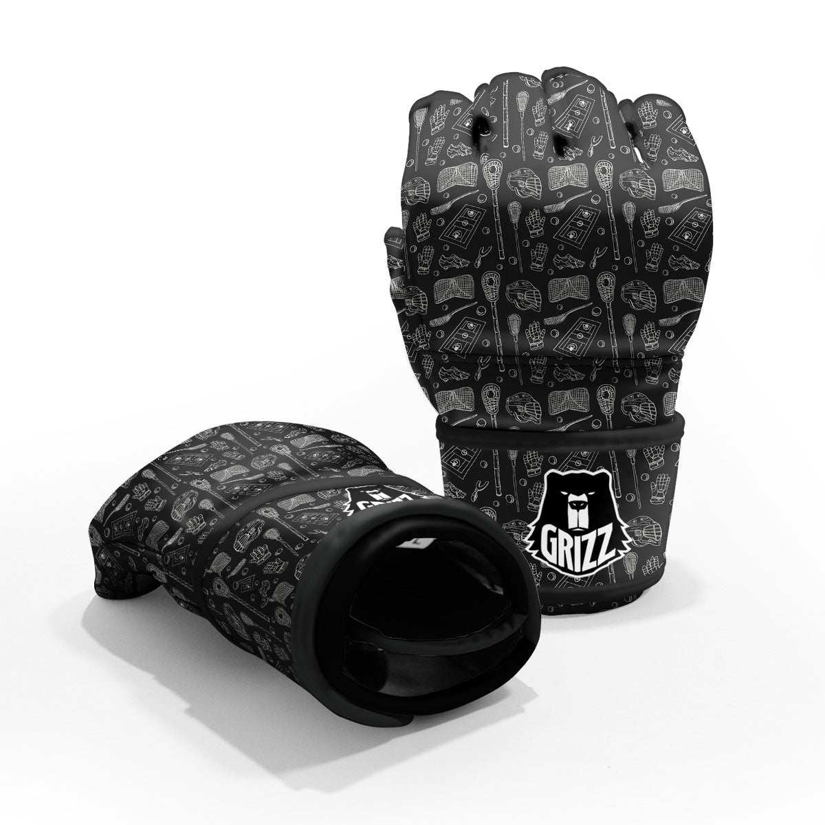 Lacrosse Doodle Print Pattern MMA Gloves-grizzshop
