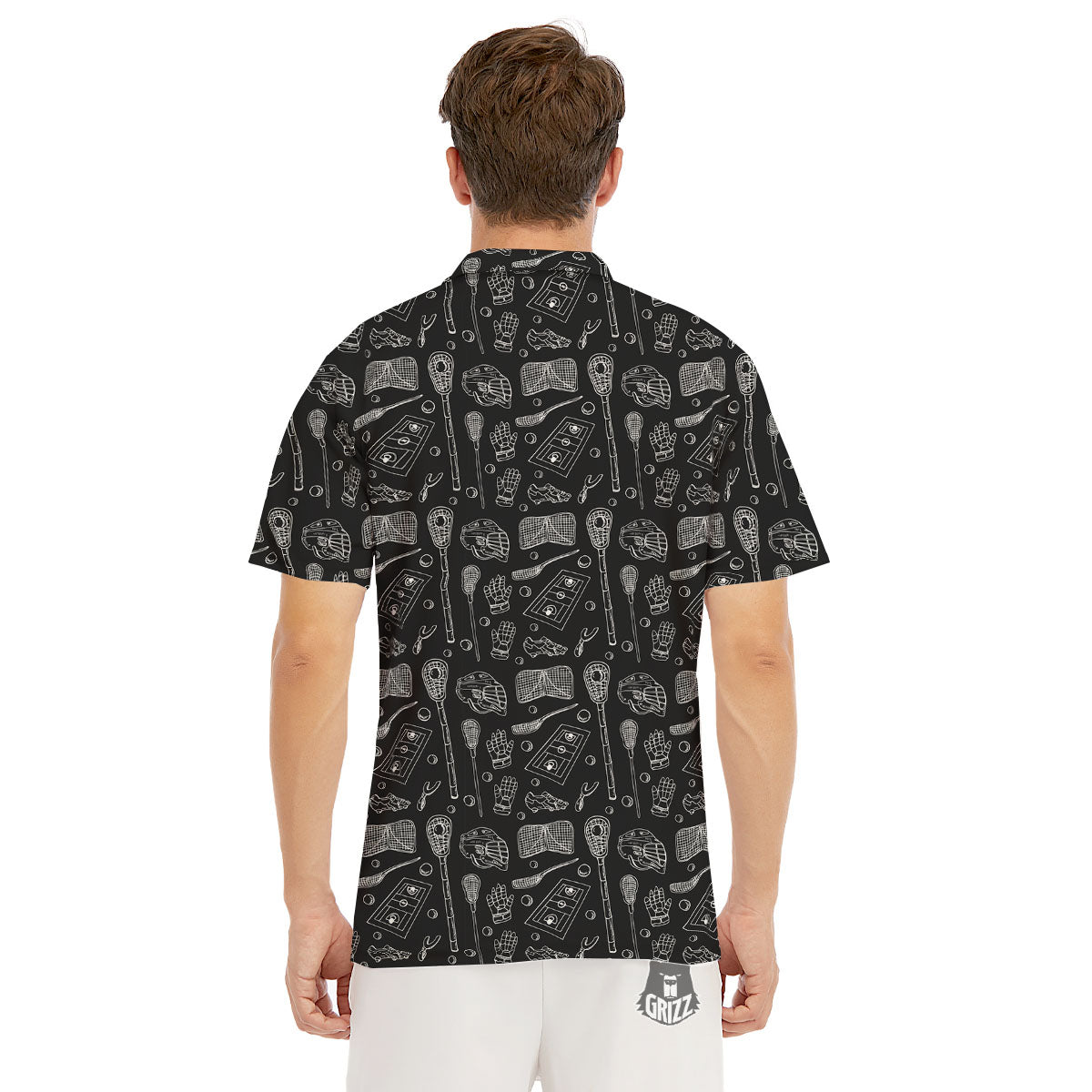 Lacrosse Doodle Print Pattern Men's Golf Shirts-grizzshop