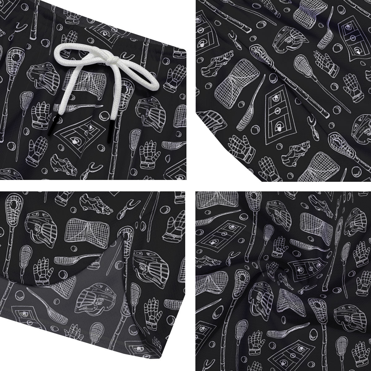 Lacrosse Doodle Print Pattern Men's Running Shorts-grizzshop