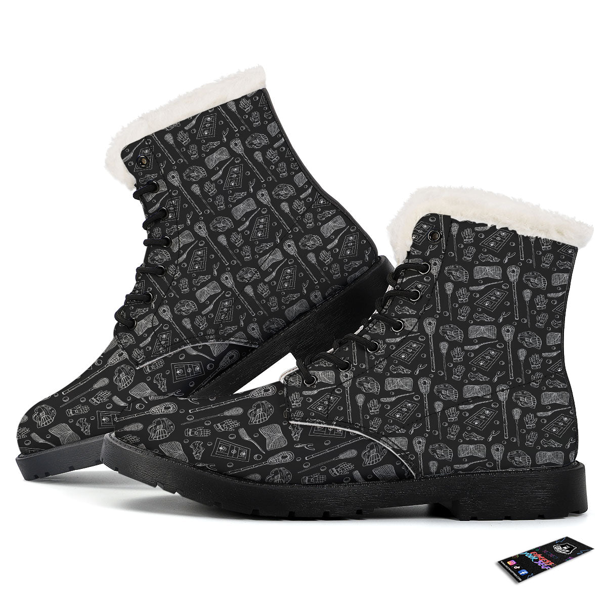 Lacrosse Doodle Print Pattern Winter Boots-grizzshop
