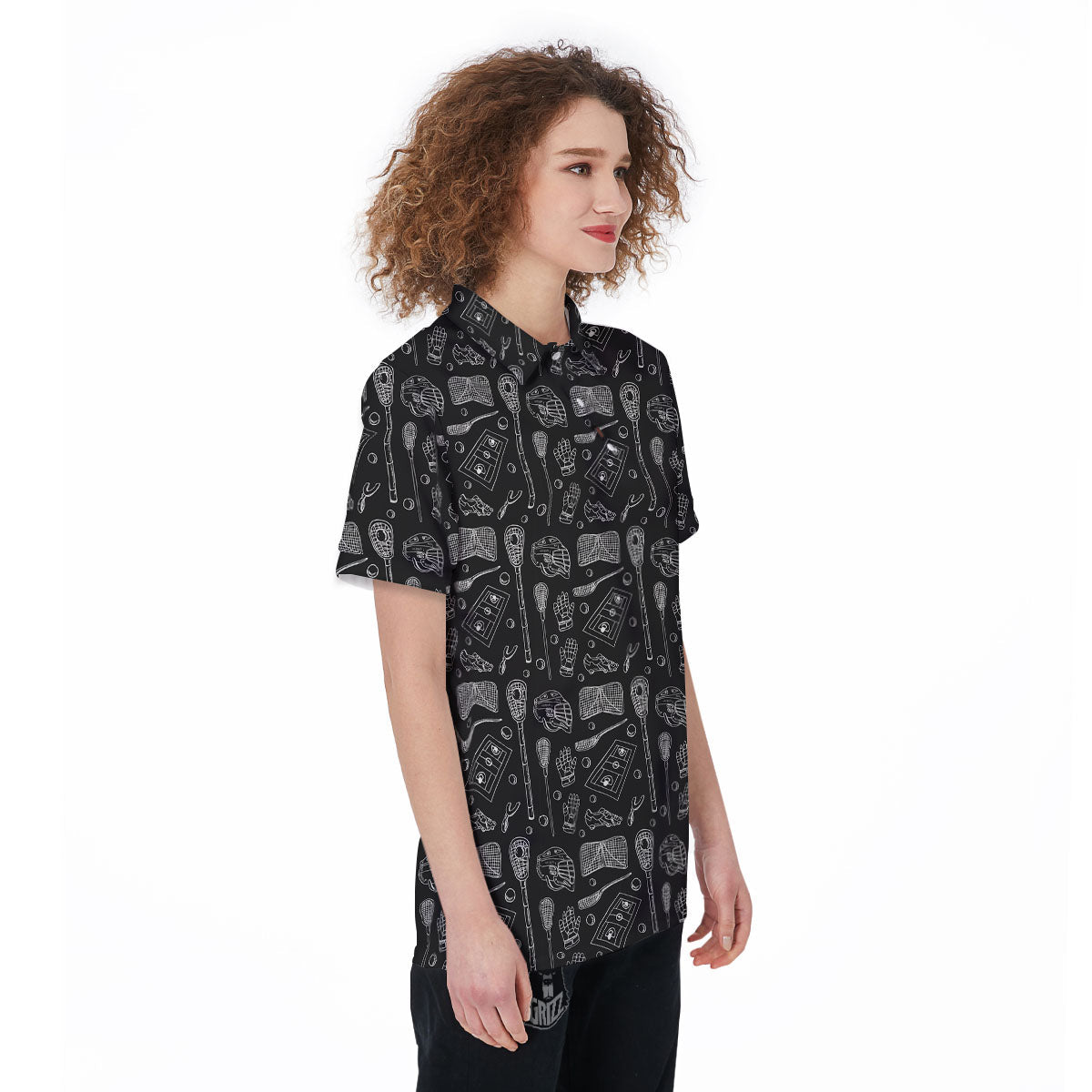 Lacrosse Doodle Print Pattern Women's Golf Shirts-grizzshop