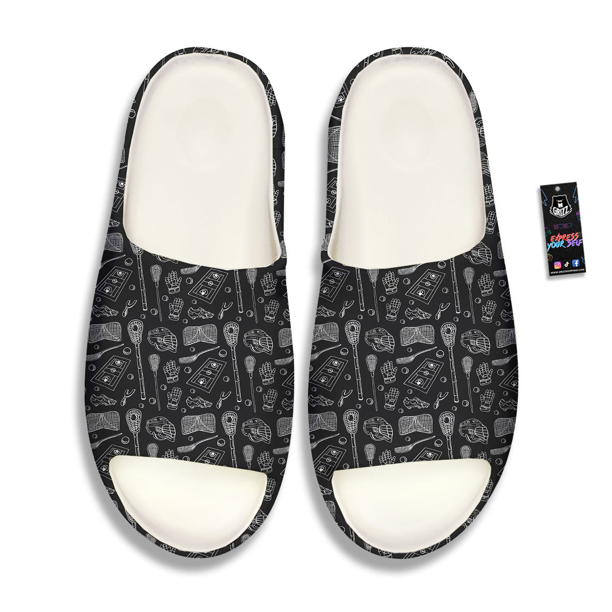 Lacrosse Doodle Print Pattern Sandals-grizzshop