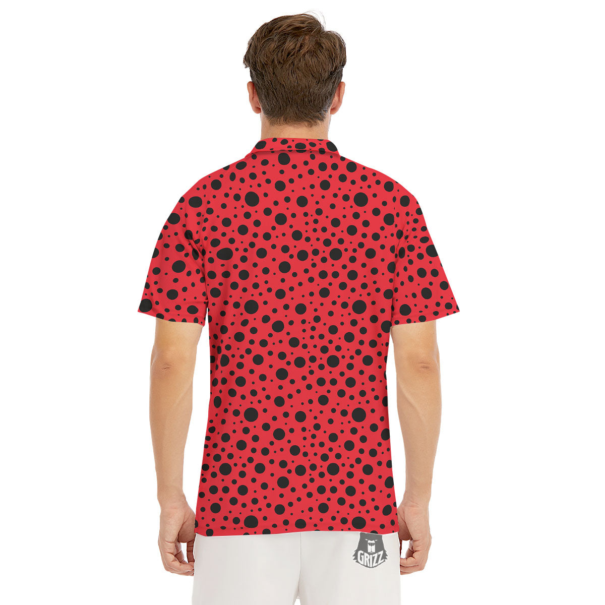 Ladybird Black Spots Print Pattern Men's Golf Shirts-grizzshop