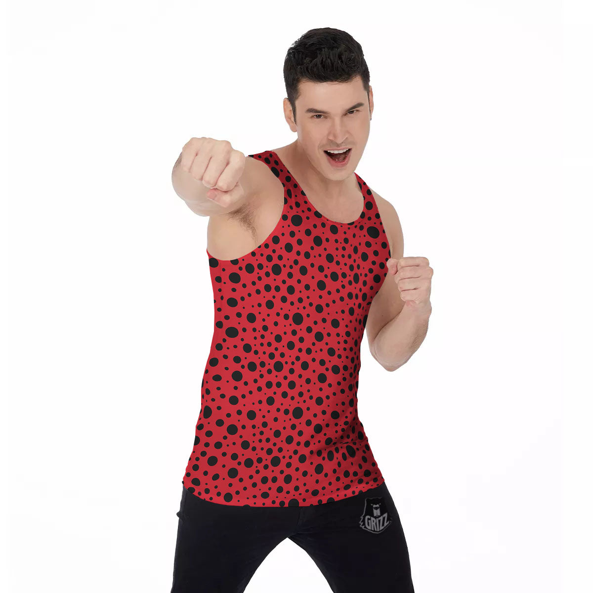Ladybird Black Spots Print Pattern Men's Tank Top-grizzshop