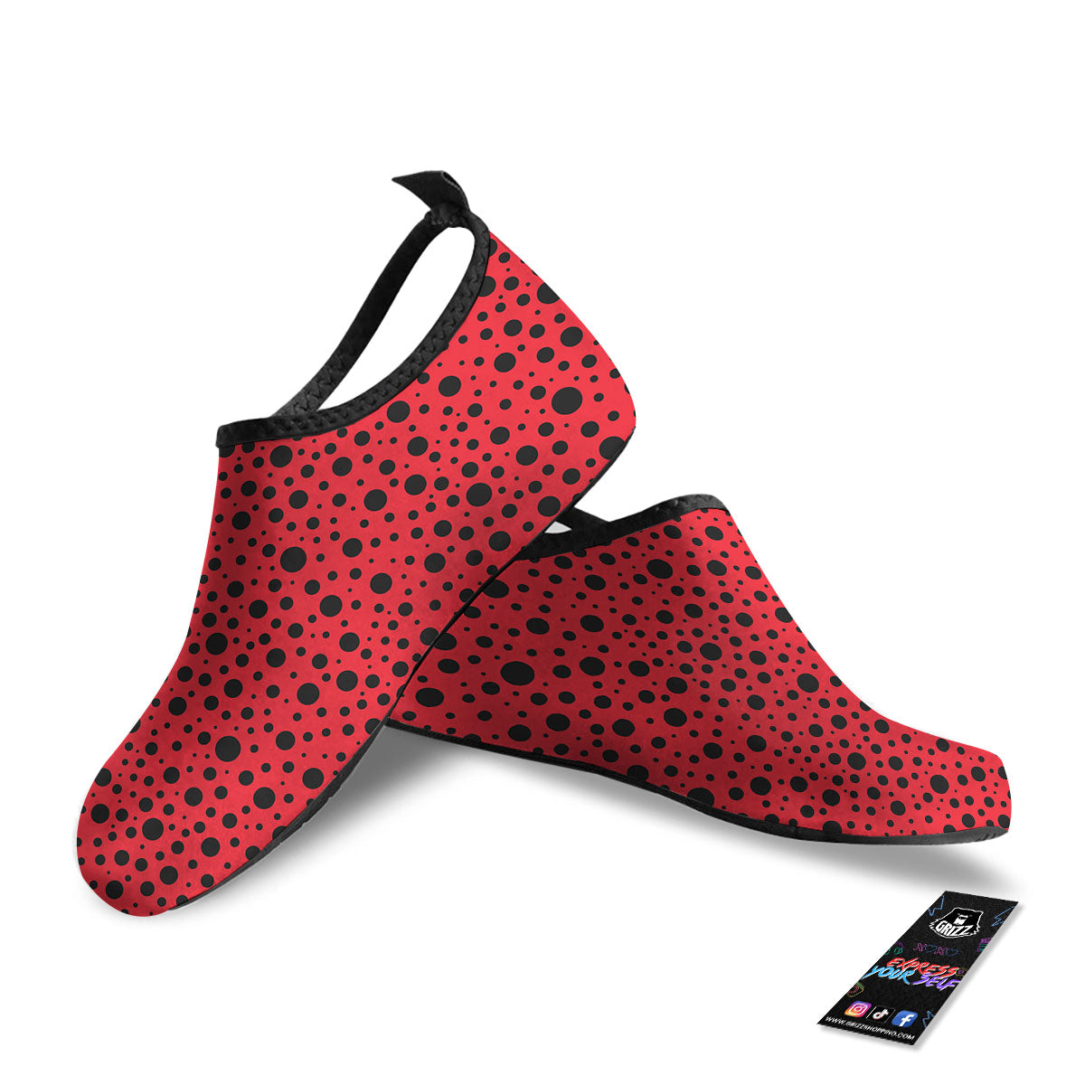 Ladybird Black Spots Print Pattern Water Shoes-grizzshop