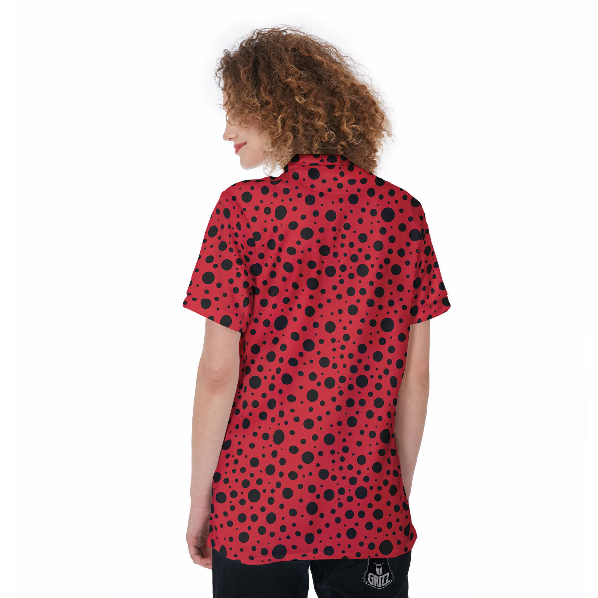 Ladybird Black Spots Print Pattern Women's Golf Shirts-grizzshop