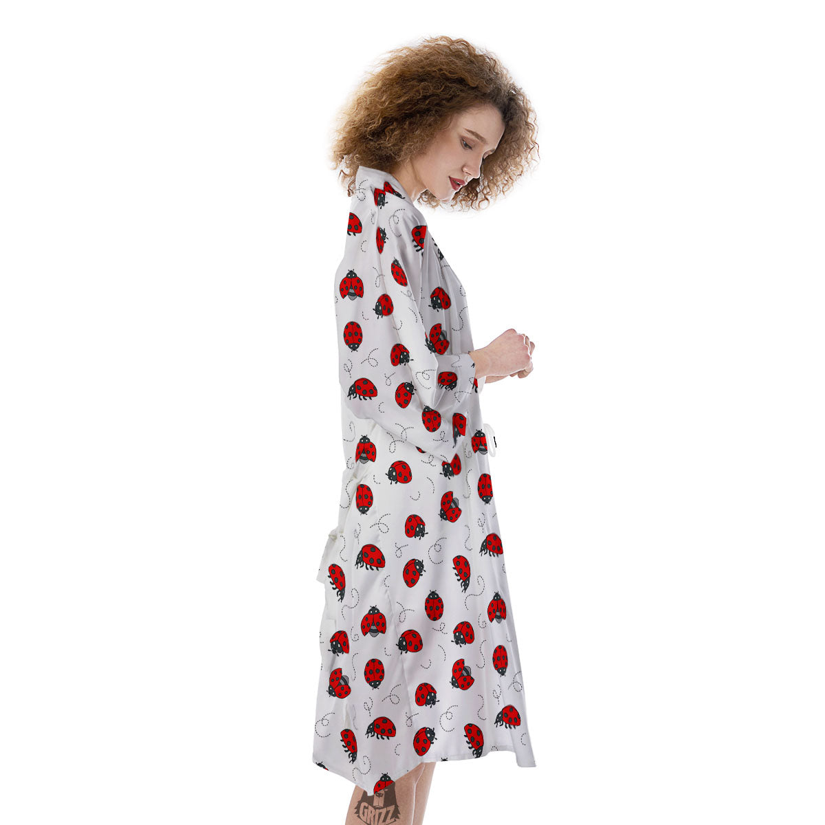 Ladybird Cartoon Print Pattern Kimono-grizzshop